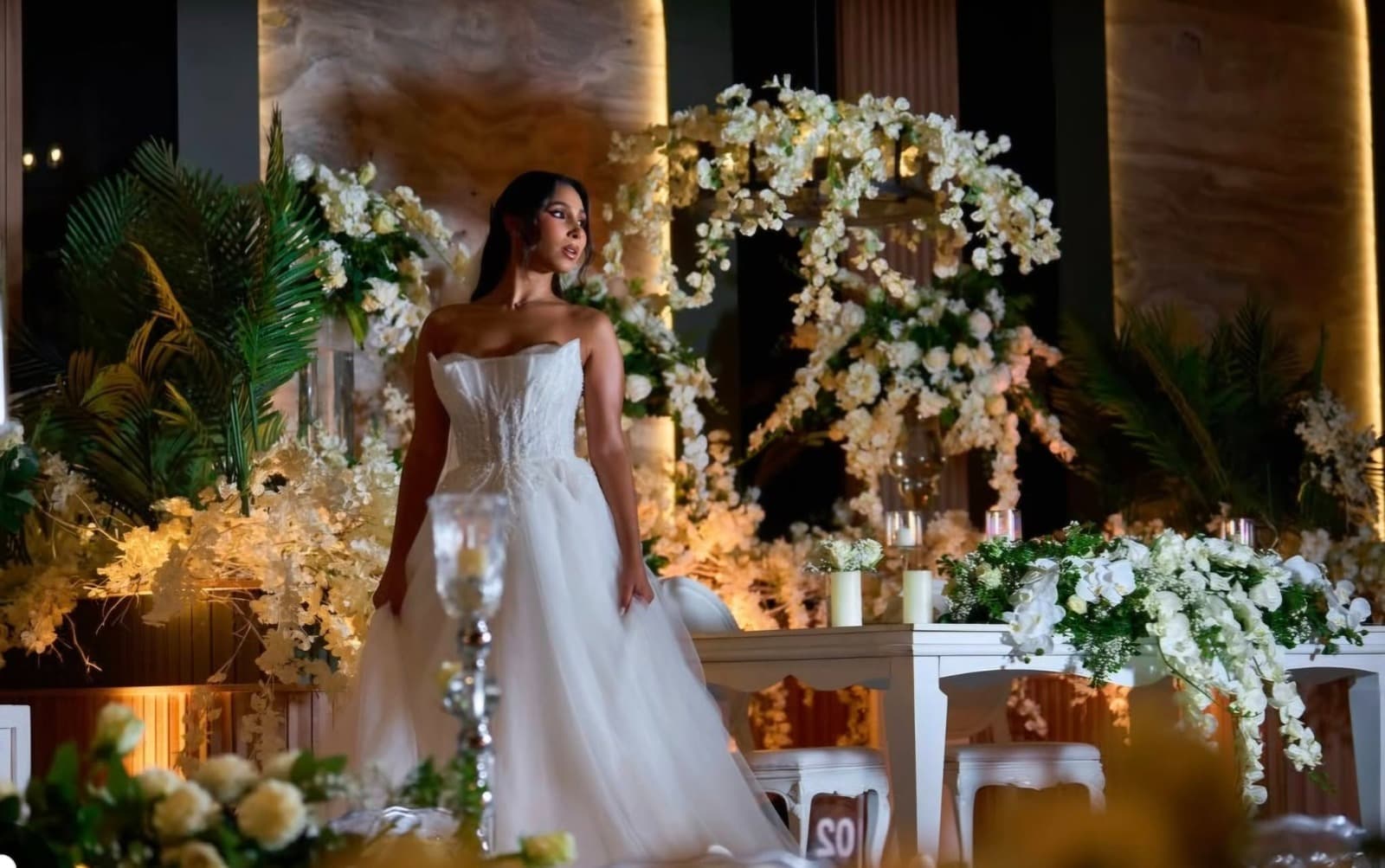 Luxury event decoration with crystal chandeliers